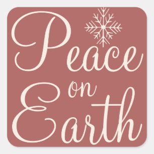 Rustic Peace on Earth Stickers Fyrkantigt Klistermärke