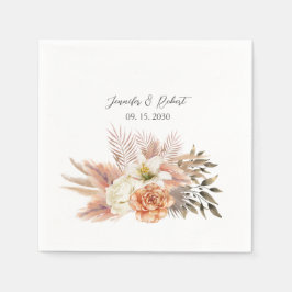 Rustic Peach Blommigt Bröllop Napkins Pappersservett