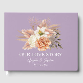 Rustic Peach Bröllop Guest Bok