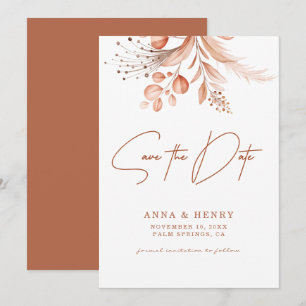 Rustic Peach Brown Watercolor Löv Bröllop Inbjudningar