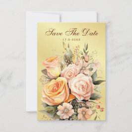 Rustic Peach och Guld Blommigt Bröllop spara datum Datumet