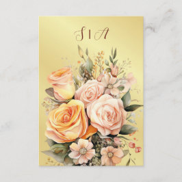 Rustic Peach och Guld Blommigt Bröllop Tilläggskort