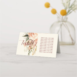 Rustic Peach och Guld-Blommigtar, mappat platskort Placeringskort