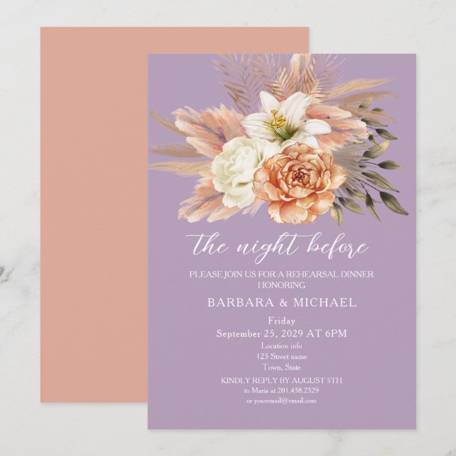 Rustic Peach Rehearsal Dinner Inbjudan (Fram/baksida)