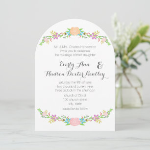 Rustic Peach Rosa Aqua Die Klipp Garland Bröllop Inbjudningar