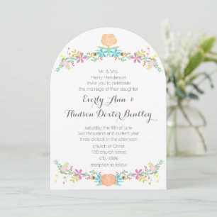 Rustic Peach Rosa Mint Die cut Garland Bröllop Inbjudningar