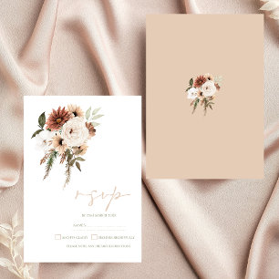 Rustic Peach Terracotta Greenery Blommigt Bröllop OSA Kort
