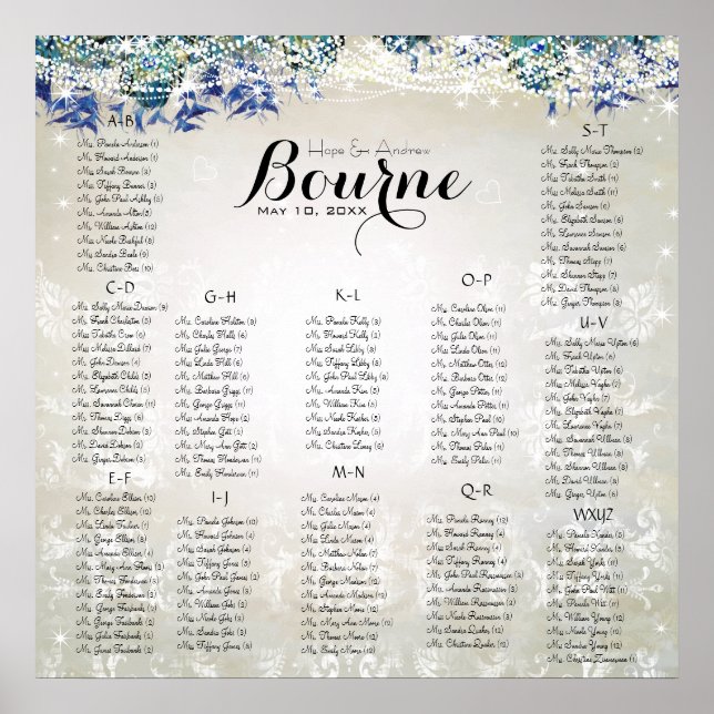 Rustic Peacock Navy Rustic Luxe Sittdiagram Poster (Framsidan)