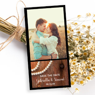 Rustic Pearls Land Barn Bröllop spara datum Datumet