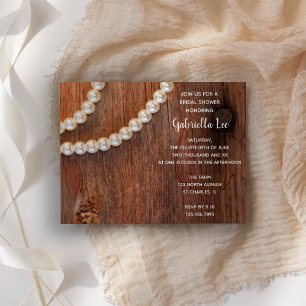 Rustic Pearls och Barn Wood Land Möhippa Inbjudningar