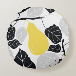 Rustic Pears Gult Black Rund Kudde