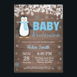 Rustic Penguin Winter Boy Shower-inbjudan Inbjudningar<br><div class="desc">Rustic Penguin Winter Boy Shower-inbjudan. Vit snöflummel. Baby dess kall utanför Baby Shower-inbjudan. Bjud in pojkbabyskor. Winter Helgdag Baby Shower Inbjudan. Rustic Wood Background. Land Vintage Retro Barn. Om du vill göra ytterligare anpassningar klickar du på knappen "Anpassa" och användor verktyg som är utformat för att ändra mallen.</div>