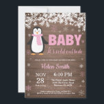 Rustic Penguin Winter Girl Baby Shower-inbjudan Inbjudningar<br><div class="desc">Rustic Penguin Winter Girl Baby Shower-inbjudan. Baby dess kall utanför Baby Shower-inbjudan. Vit snöflummel. Bjud in för barn. Winter Helgdag Baby Shower Inbjudan. Rustic Wood Background. Land Vintage Retro Barn. Om du vill göra ytterligare anpassningar klickar du på knappen "Anpassa" och användor verktyg som är utformat för att ändra mallen....</div>