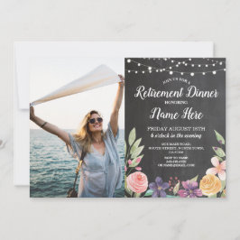 Rustic Pension Party Retire Chalk Blommigt Foto Inbjudningar