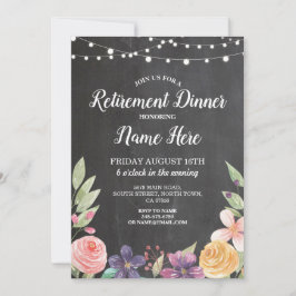 Rustic Pension Party Retire Chalk Blommigt Inbjuda Inbjudningar