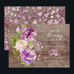 Rustic Peonies Blommigt Birthday-inbjudan Inbjudningar<br><div class="desc">Blommigt 16:e födelsedagsfest inbjudan med vackra handmålade lila- och krämpeonier och leafy grönt löv. Vänd över inbjudan för att visa en samordnande lila vattenfärgsfjäril för en speciell beröring i extra.</div>
