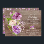 Rustic Peonies Blommigt Birthday-inbjudan Inbjudningar<br><div class="desc">Blommigt 16:e födelsedagsfest inbjudan med vackra handmålade lila- och krämpeonier och leafy grönt löv. Vänd över inbjudan för att visa en samordnande lila vattenfärgsfjäril för en speciell beröring i extra.</div>