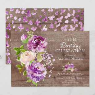 Rustic Peonies Blommigt Birthday-inbjudan Inbjudningar