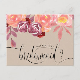 Rustic Peonies Bridesmaid-vykort Vykort