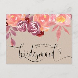 Rustic Peonies Bridesmaid-vykort Vykort