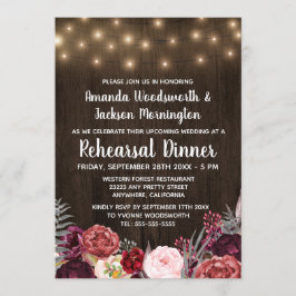 Rustic Peony Marsala Rehearsal Dinners inbjudninga Inbjudningar