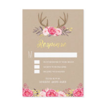 Rustic Peony och Hjort Antler Bröllop OSA Cards