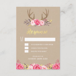 Rustic Peony och Hjort Antler Bröllop OSA Cards
