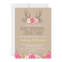 Rustic Peony och Hjort Antler Wedding bjudits in