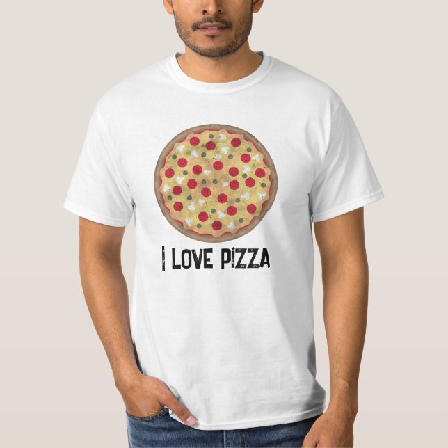 Rustic pepperoni pizza kärlek Din anpassningsbar T Shirt (Framsida)