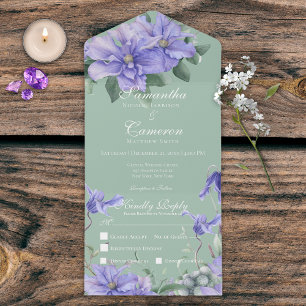 Rustic Periwinkle Flowers & Butterfly Grönt Dinner
