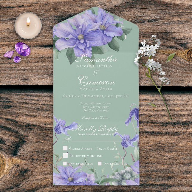 Rustic Periwinkle Flowers & Butterfly Grönt Dinner (Skapare uppladdad)