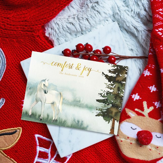 Rustic Permanent White Horse-jul Helgkort (Skapare uppladdad)