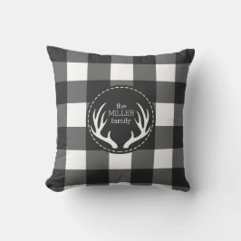 Rustic Personlig Black White Play Antler Kudde