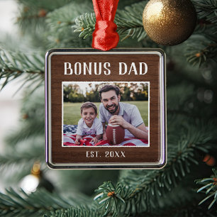 Rustic Personlig Bonus Pappa Photo Julgransprydnad Metall