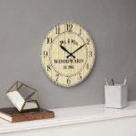 Rustic Personlig Bröllop Newlyweds Monogrammed Stor Klocka<br><div class="desc">En modern dammklocka i akvajladun,  sepiaförskjutning i bröllop med fast datum.</div>