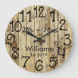 Rustic Personlig Brown Wood Anpassningsbar Stor Klocka