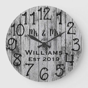 Rustic Personlig Brown Wood Anpassningsbar Stor Klocka