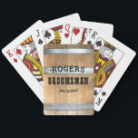 Rustic Personlig Groomsman Bourbon Barrel Casinokort<br><div class="desc">Tack marskalkarna för den här roliga whiskytunutformningen med djärv western typografi. Anpassa den här designen med ditt Groomsman namn och bröllop-datum. Gör en underbar gåva.</div>