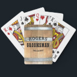 Rustic Personlig Groomsman Bourbon Barrel Casinokort<br><div class="desc">Tack marskalkarna för den här roliga whiskytunutformningen med djärv western typografi. Anpassa den här designen med ditt Groomsman namn och bröllop-datum. Gör en underbar gåva.</div>