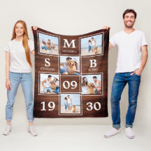 Rustic Personlig Monogram Par Photo Collage
