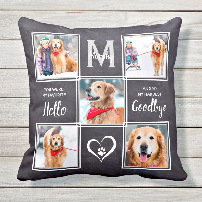 Rustic Pet Hund Memorial Keepsakes Photo Collage Kudde (Skapare uppladdad)