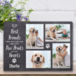 Rustic Pet Hund Memorial Photo Collage Keepsaké<br><div class="desc">Fira din bästa vän med en anpassningsbar, ett matematiskt fotokollage i ett grått-skiffer-format. Denna unika minnesskylt över hund är perfekten för dig själv, familj eller vänner att hedra de älskade. Vi hoppas att din plaque för fotokollage i hund kommer att ge dig glädje, fred och lycklig minnen. Citat: "Bästa vänner...</div>