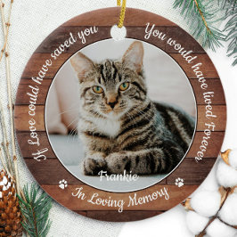 Rustic Pet Memorial Cat 2 Fotosympati Julgransprydnad Keramik