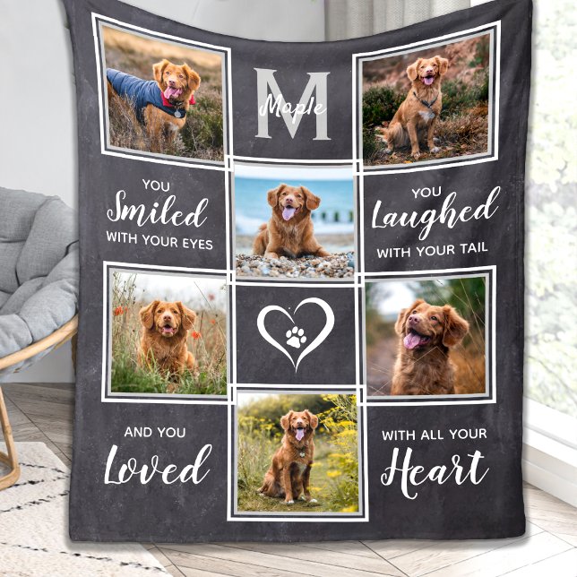 Rustic Pet Memorial Keepsakes Photo Collage Fleecefilt (Skapare uppladdad)
