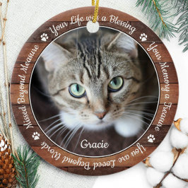 Rustic Pet Memorial Pet Loss Keepsak Cat Photo Julgransprydnad Keramik