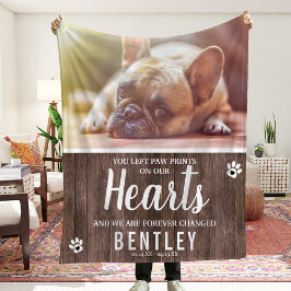 Rustic Pet Memorial Photo Fleecefilt
