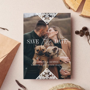 Rustic Pet Photo Snöre Effect Whimsical Typography Spara Datumet
