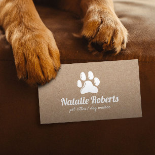 Rustic Pet Sitter Dog Walker Tass Logotyp Kraft Visitkort