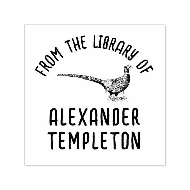 Rustic Pheasant Game Bird Bibliotek Bok Namn Självfärgande Stämpel (Design)