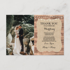 Rustic Photo Bröllop Tack för att du kort Burlap W